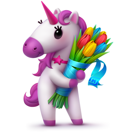 Подарок ВК Магнит - Единорог с цветами