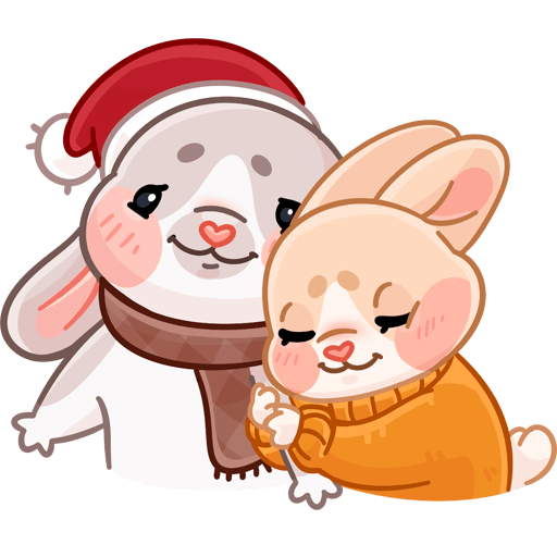 VK Sticker Winter Rabbit Hugs #1