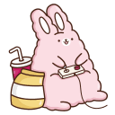 Стикер ВК Кролик Супчик розовый #11