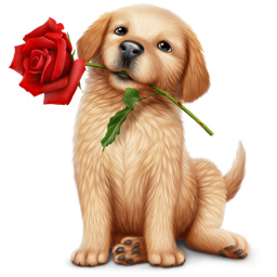 Подарок ВК Собака с розой