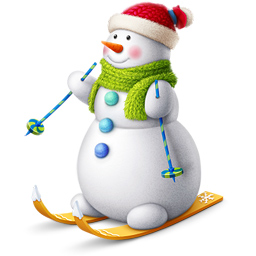 Подарок ВК Снеговик на лыжах