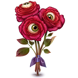 Подарок ВК Halloween - роза с глазами