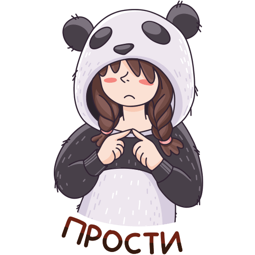 Стикер ВК Девочка-Панда и кот Барсик #11