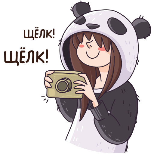 VK Sticker Panda Girl and Barsik the Cat #22