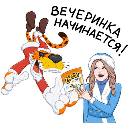 Стикер ВК Зима с Cheetos #18