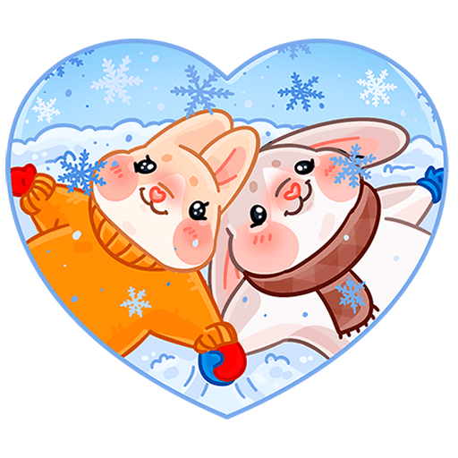 VK Sticker Winter Rabbit Hugs #23