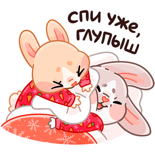 VK Sticker Winter Rabbit Hugs #41