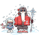 Стикер ВК Дед Мороз и Снегурочка #14