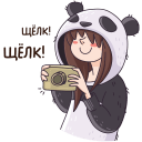 Panda Girl and Barsik the Cat VK sticker #22