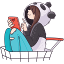 Panda Girl and Barsik the Cat VK sticker #35