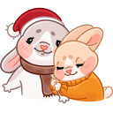 Winter Rabbit Hugs VK sticker #1